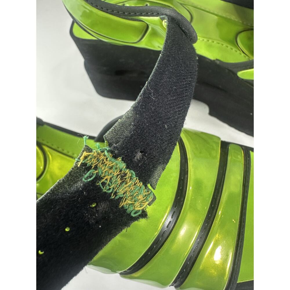 *Damaged* Rare Vtg 90s Skechers Platform Lime Green Chunky Sandals 10 Y2K Rave - Picture 10 of 16